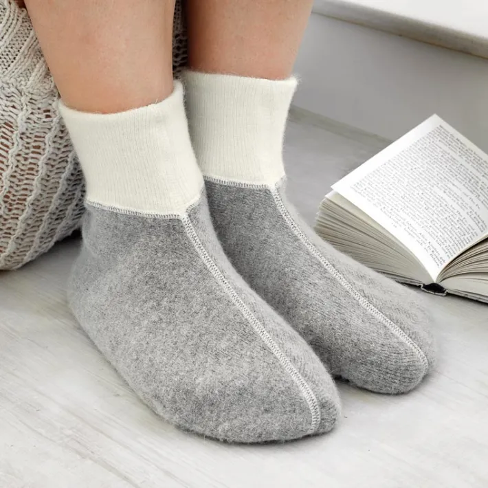 idéalsko Bas Et Chaussettes | Astuces Et Idées<Chaussons en angora mélangé gris