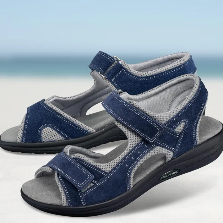 Femme idéalsko Sandales / Mules<Chaussures de confort Helvesko : modèle Bay, bleu