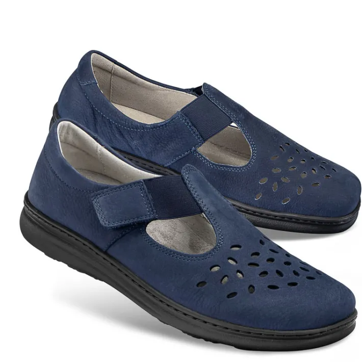 Femme idéalsko Sandales / Mules<Chaussures de confort Helvesko : modèle Chios, bleu