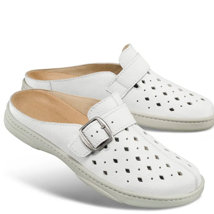 Femme idéalsko Sandales / Mules<Chaussures de confort Helvesko : modèle Doc, blanc