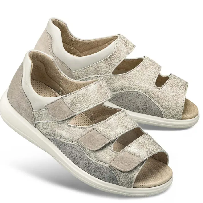 Femme idéalsko Sandales / Mules<Chaussures de confort Helvesko : modèle Nedra, gris