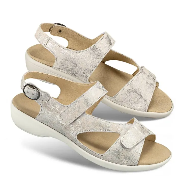 Femme idéalsko Sandales / Mules<Chaussures de confort LadySko : modèle Selina, blanc/argent